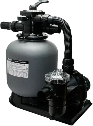 Brilix FSP350 sandfilter-pump combo med svart bas, cylindrisk sandfilter och slangar