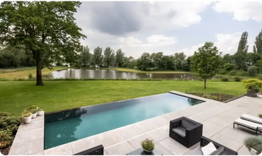 Infinitykant ovanmark PP pool med 20mm skimmer och turkost vatten