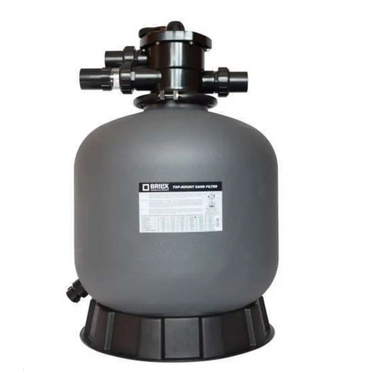 Grå Brilix P350 sandfilter med svart topp och ribbad bas