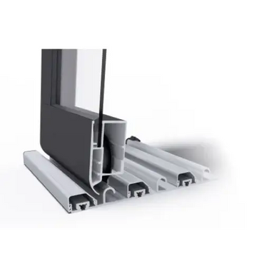 Dubbla skenor för pooltak Klasik i svart och silver aluminium, snittvy