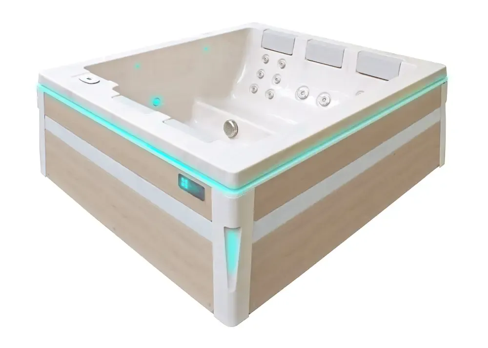 PassionSpa Serene 5 masszázsmedence – bézs és fehér, modern kialakítás, LED-világítás, panelek