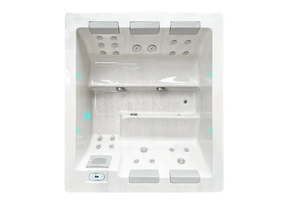 PassionSpa Serene 5 masszázsmedence – fehér kivitel, téglalap alak, masszázsfúvókák, LED-világítás, kezelőpanel