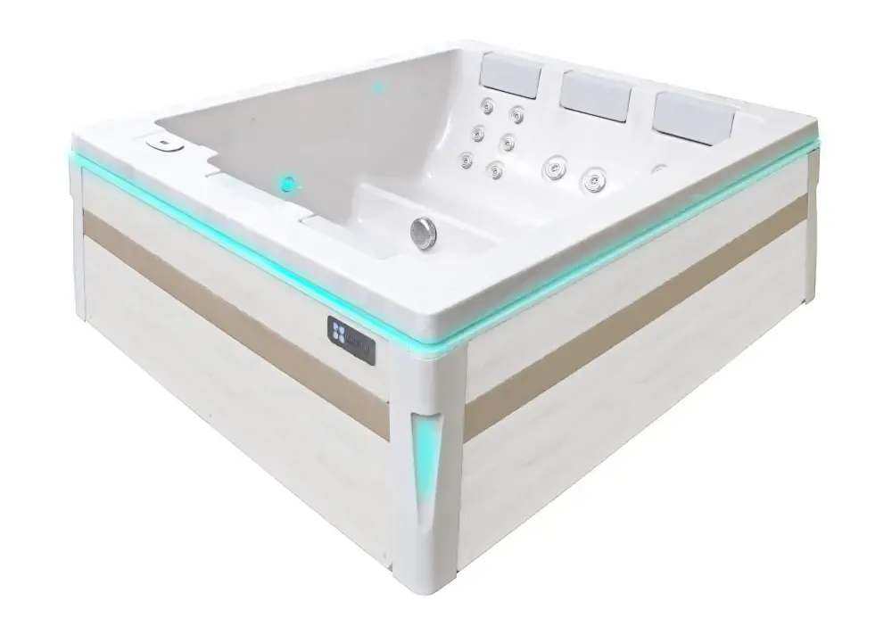 PassionSpa Serene 5 masszázsmedence – bézs és fehér, türkiz LED-világítás