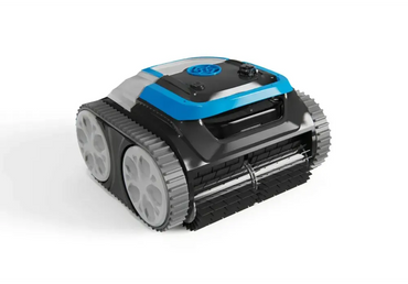 Kék Hayward iPower Shark medencetisztító robot fekete és szürke kerekekkel