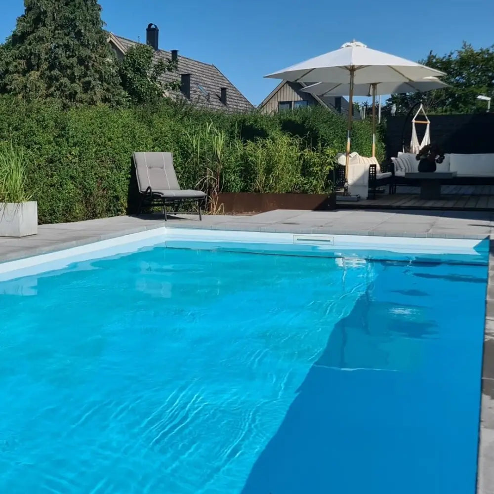 Pooltime Exclusive medence, 12 mm – téglalap alak, türkizkék víz, fehér szegély