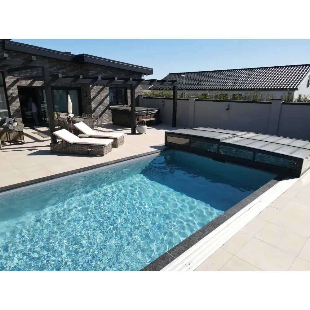 Pooltime Exclusive PP medence, 12 mm – 2,6 x 6 x 1,5 m, téglalap alak, tiszta, kék víz, fekete csempével burkolt peremek, medence és medencefedés vásárlása