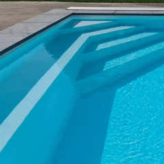 Pooltime Exclusive medence, 12 mm – téglalap alak, türkizkék víz, fehér lépcső