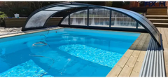 Pooltime Exclusive medence, 12 mm – téglalap alak, türkizkék víz, faterasz