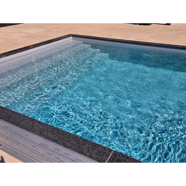Clear blå pool med 12mm pp-material och mörka kaklade kanter i pooltime exklusiv 4 x 12 x 1,5 m poolpaket
