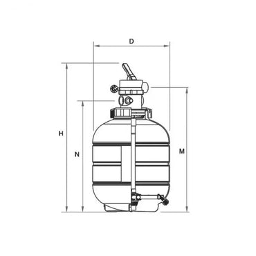 Vit sandfilter Millenium toppmonterad med manometer och handtag